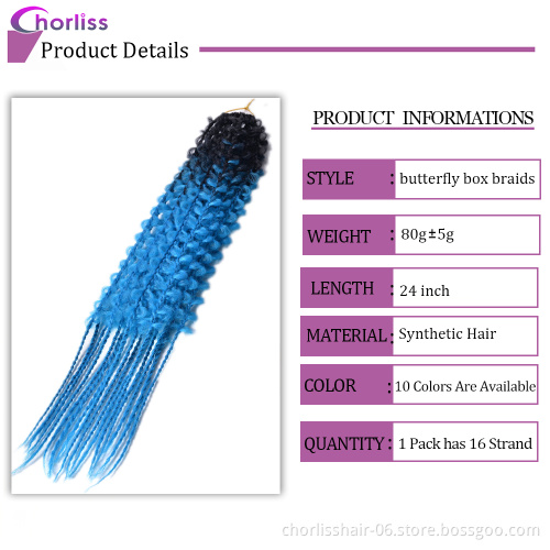 Wholesale Ombre 24Inch Soft Butterfly Locs Crochet Braiding Hair Red Blue Straight Butterfly Locs Box Braiding Hair Extensions
